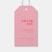 Rosa Retrohochzeit Geschenkanhänger (Vorderseite)