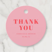 Rosa Retrohochzeit Geschenkanhänger (Vorderseite)