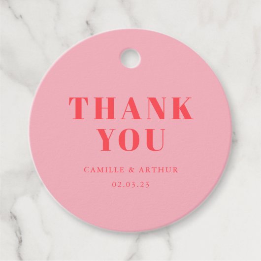 Rosa Retrohochzeit Geschenkanhänger (Vorderseite)