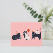 Rosa Retrokatzenchic Postkarte (Stehend Vorderseite)