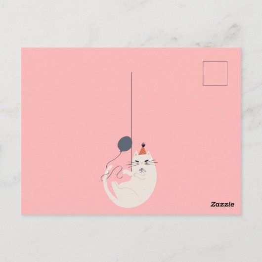 Rosa Retrokatzenchic Postkarte (Rückseite)