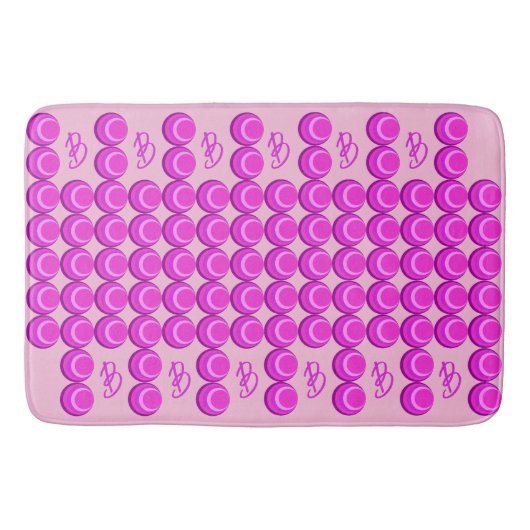 Rosa Retromuster im trendigen Stil mit Monogramm Badematte (Vorderseite)