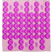 Rosa Retromuster im trendigen Stil mit Monogramm Duschvorhang (Vorderseite)