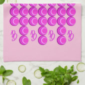 Rosa Retromuster im trendigen Stil mit Monogramm Geschirrtuch (Gefaltet)