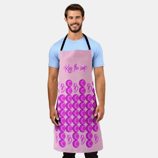 Rosa Retromuster im trendigen Stil mit Monogramm Schürze (Getragen)