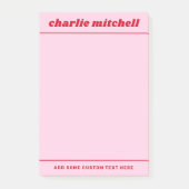 Rosa Retroname Post-it Klebezettel (Vorderseite)