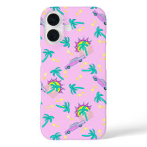 Rosa Retropalmen und Auto