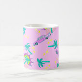 Rosa Retropalmen und Auto Kaffeetasse (Mittel)
