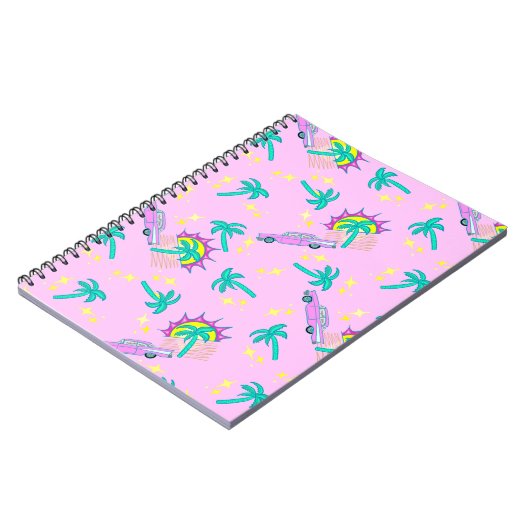 Rosa Retropalmen und Auto Notizblock (Linke Seite)