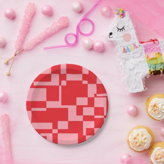 Rosa Retroquadrat Pappteller (Party)