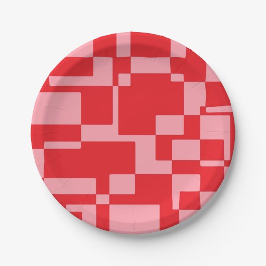 Rosa Retroquadrat Pappteller (Vorderseite)
