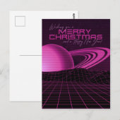 Rosa Retrowave Weihnachten Postkarte (Vorne/Hinten)