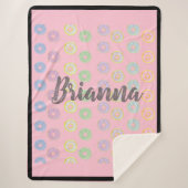 Rosa Reversible Individuelle Name Donut Sherpa Bla Sherpadecke (Vorderseite)