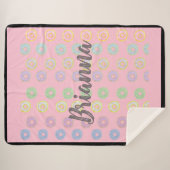 Rosa Reversible Individuelle Name Donut Sherpa Bla Sherpadecke (Vorderseite (Horizontal))