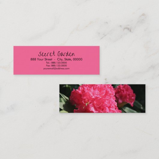 Rosa Rhododendron 2 Mini-Visitenkarten Mini Visitenkarte (Vorne/Hinten)