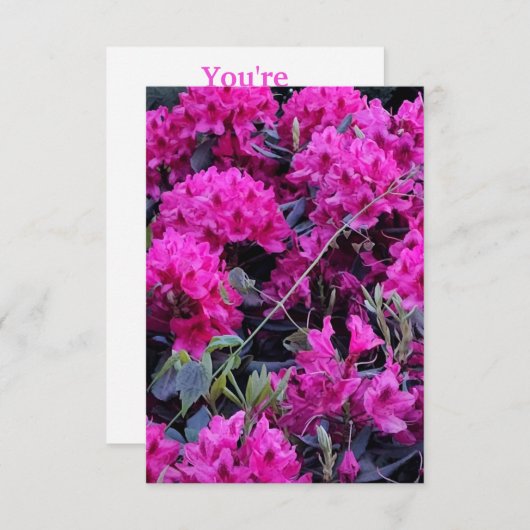 Rosa Rhododendron-Blume Einladung (Vorne/Hinten)