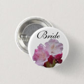 Rosa Rhododendron Blume Hochzeitsknopf Button (Vorne & Hinten)