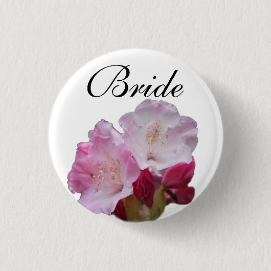 Rosa Rhododendron Blume Hochzeitsknopf Button (Vorderseite)