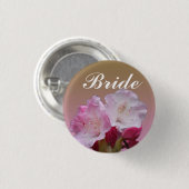 Rosa Rhododendron Blume Hochzeitsknopf Button (Vorne & Hinten)
