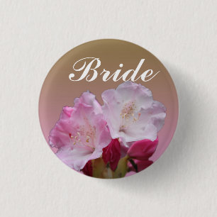 Rosa Rhododendron Blume Hochzeitsknopf Button
