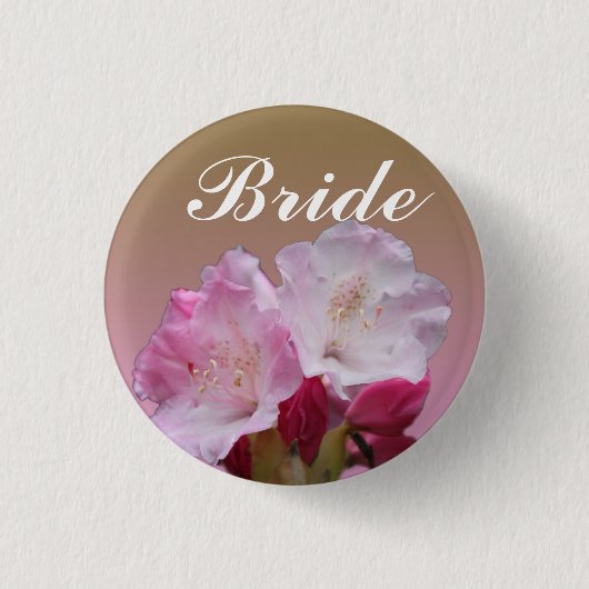 Rosa Rhododendron Blume Hochzeitsknopf Button (Vorderseite)