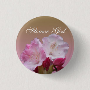Rosa Rhododendron Blume Hochzeitsknopf Button