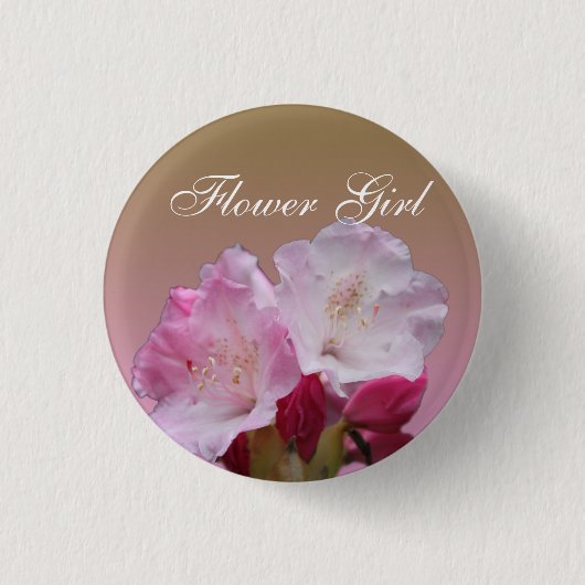 Rosa Rhododendron Blume Hochzeitsknopf Button (Vorderseite)