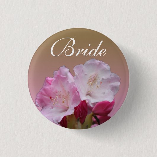 Rosa Rhododendron Blume Hochzeitsknopf Button (Vorderseite)