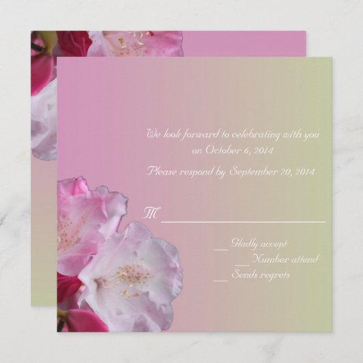 Rosa Rhododendron-Blume RSVP-Karte Einladung (Vorne/Hinten)