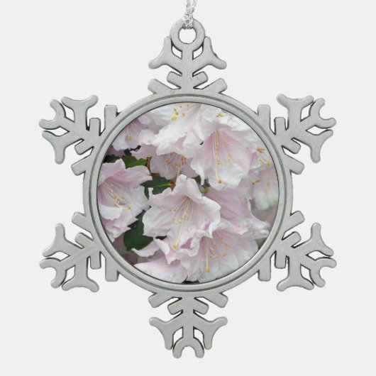 Rosa Rhododendron Blume Weihnachtsschmuck Schneeflocken Zinn-Ornament (Vorderseite)