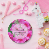 Rosa Rhododendron-Blumen-80. Geburtstag Pappteller (Party)