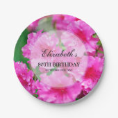 Rosa Rhododendron-Blumen-80. Geburtstag Pappteller (Vorderseite)