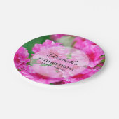 Rosa Rhododendron-Blumen-80. Geburtstag Pappteller (Schrägansicht)