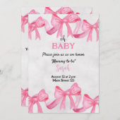 Rosa Ribbon Babydusche Einladung (Vorne/Hinten)