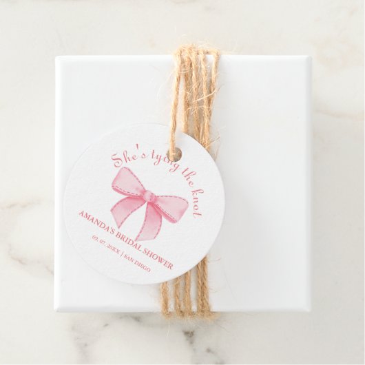 Rosa Ribbon Blush-Brautparty Geschenkanhänger (Beispiel)