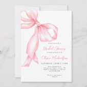 Rosa Ribbon Bow Floral Coquette Brautparty Einladung (Vorderseite)