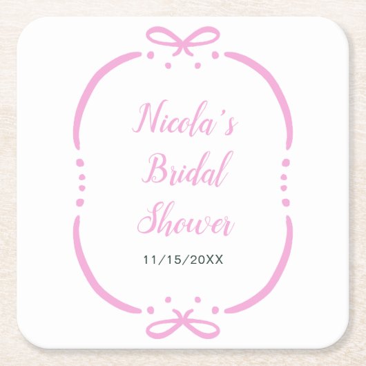 Rosa Ribbon-Brautparty Rechteckiger Pappuntersetzer (Vorderseite)