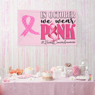 Rosa Ribbon Brust Bewusstsein tapfer und stark Banner