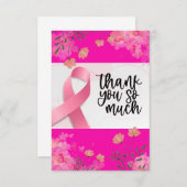 Rosa Ribbon Brustkrebs Bewusstsein mit Blume Dankeskarte (Vorne/Hinten)