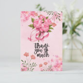 Rosa Ribbon Brustkrebs Bewusstsein mit Blume Dankeskarte (Stehend Vorderseite)