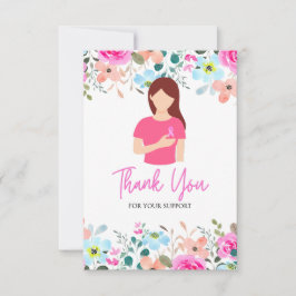 Rosa Ribbon Brustkrebs Bewusstsein mit Blume Dankeskarte