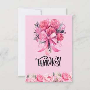 Rosa Ribbon Brustkrebs Bewusstsein mit Blume Dankeskarte