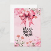 Rosa Ribbon Brustkrebs Bewusstsein mit Blume Dankeskarte (Vorne/Hinten)