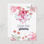 Rosa Ribbon Brustkrebs Bewusstsein mit Blume Postkarte (Vorne/Hinten)