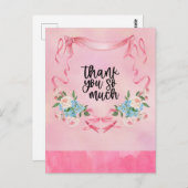 Rosa Ribbon Brustkrebs Bewusstsein mit Blume Postkarte (Vorne/Hinten)