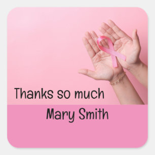 Rosa Ribbon Brustkrebs Bewusstsein Quadratischer Aufkleber