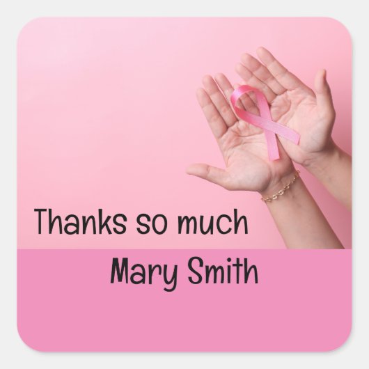 Rosa Ribbon Brustkrebs Bewusstsein Quadratischer Aufkleber (Vorderseite)
