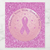 Rosa Ribbon Brustkrebs Weinetikett (Einzelnes Label)