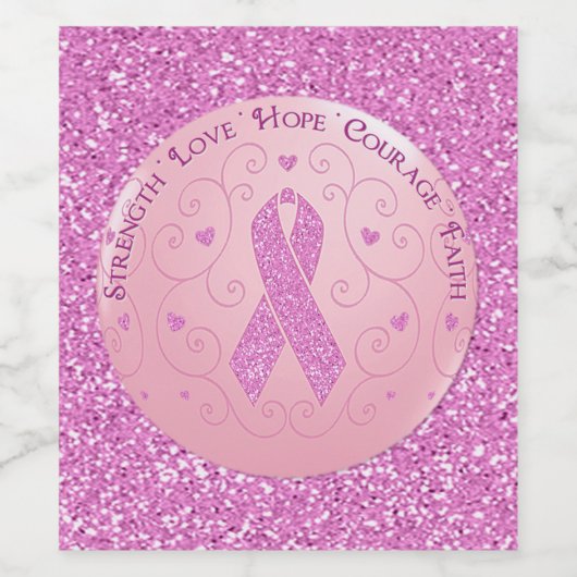 Rosa Ribbon Brustkrebs Weinetikett (Einzelnes Label)