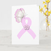 Rosa Ribbon Butterfly Karte (Gelbe Blume)